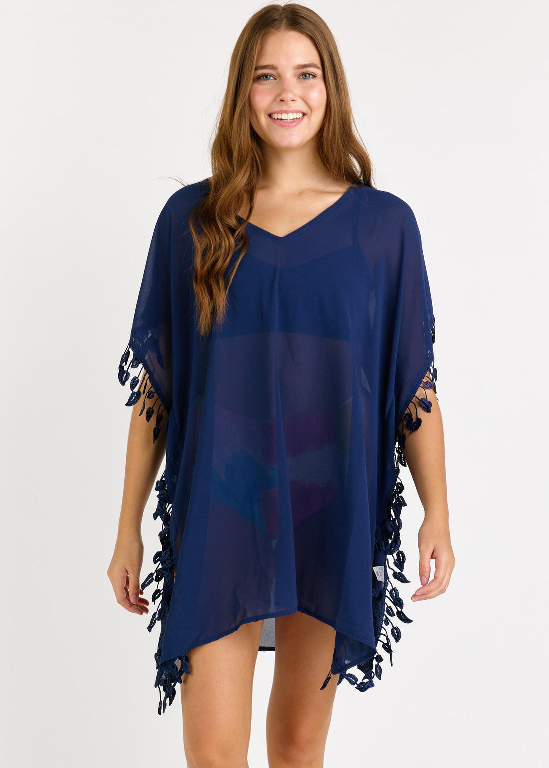 Chiffon Beach Cover Up - Navy