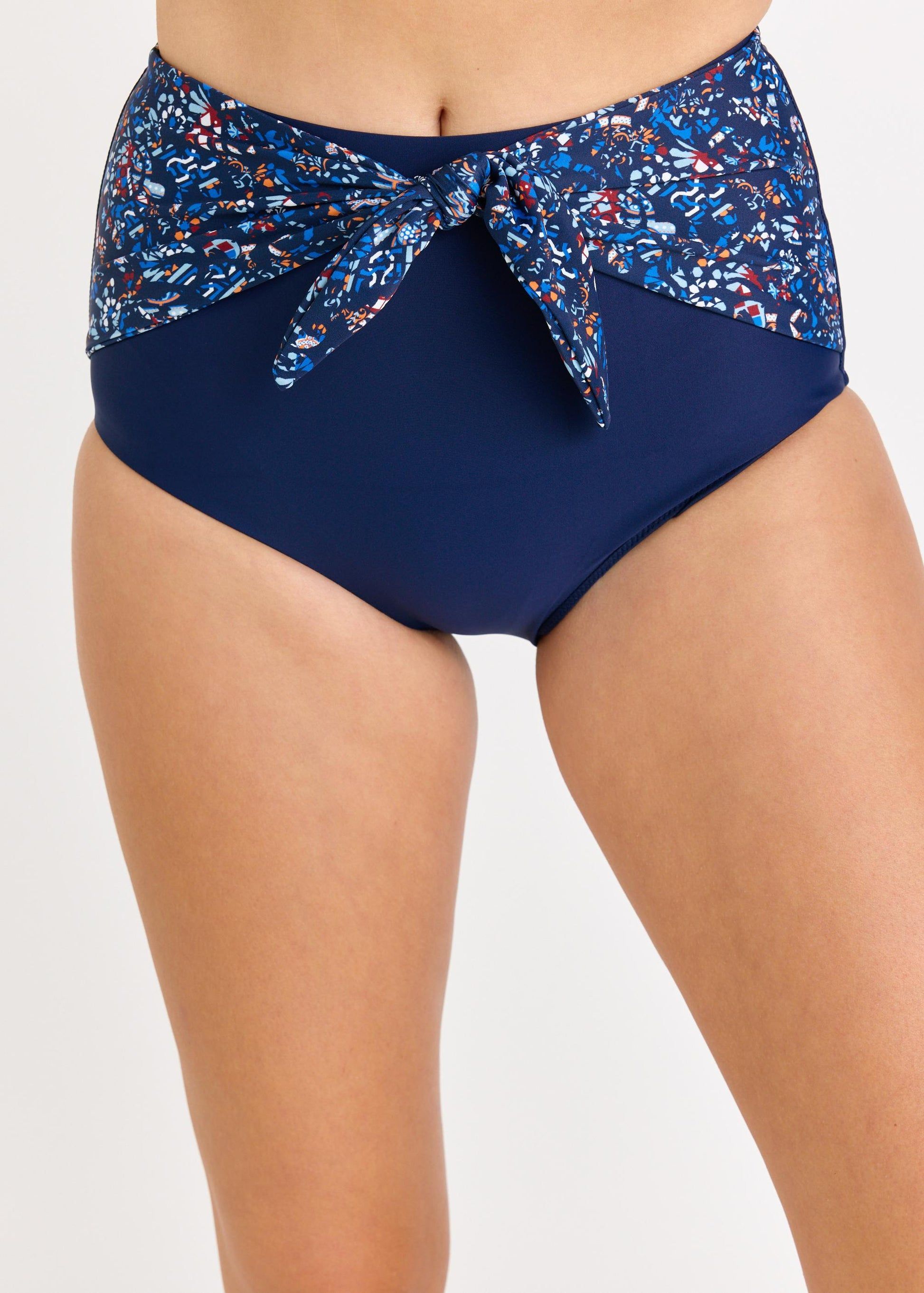 High Waisted Bikini Bottom With Front Tie