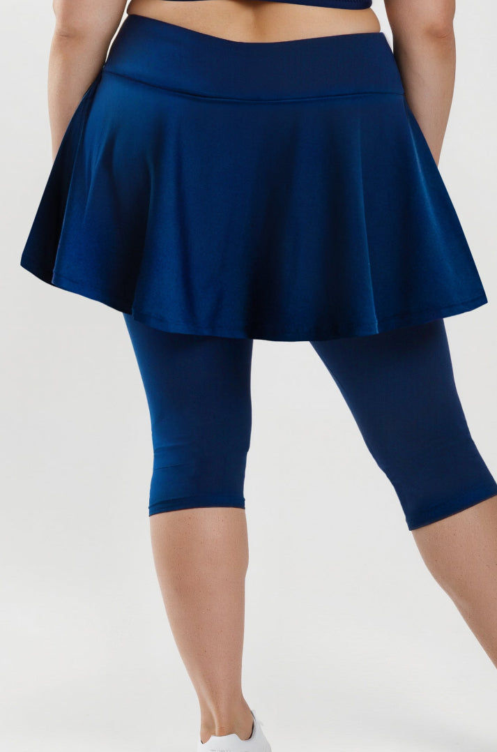 Flared Swim Skort With Capri Leggings | Plus Size