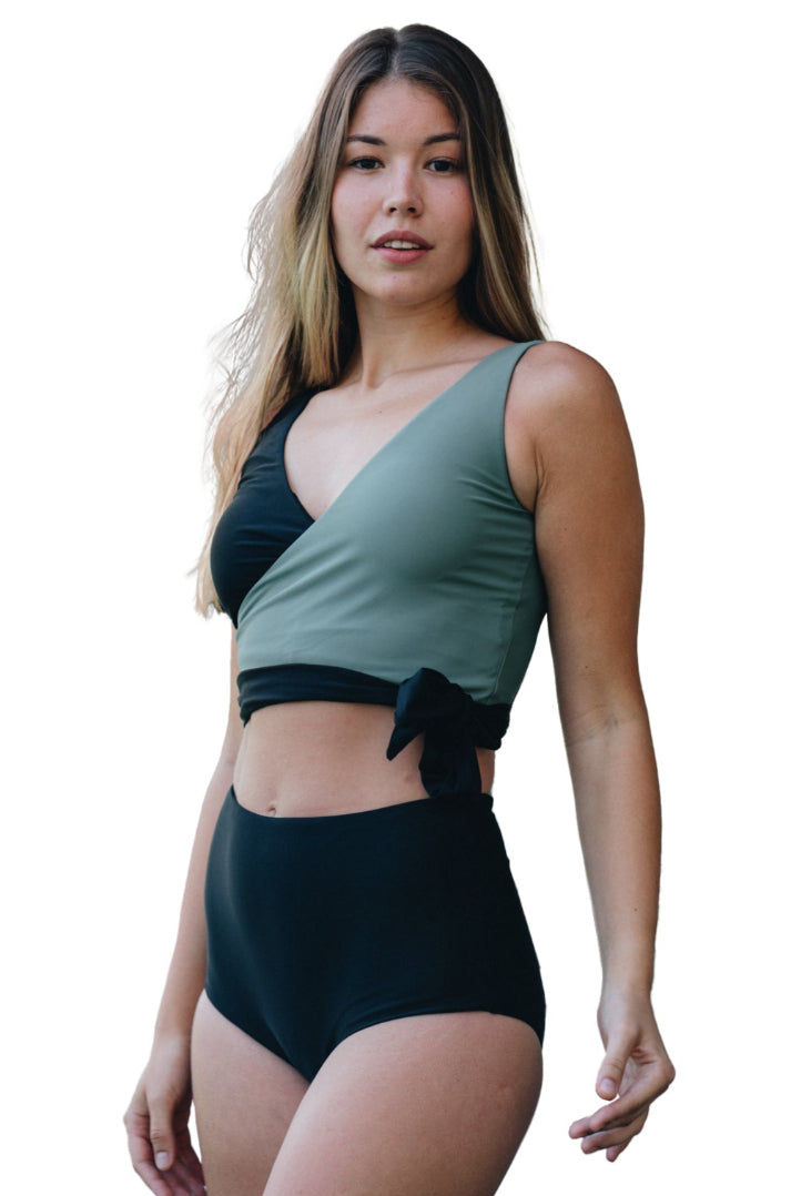 Emery Wrap Swim Top With Removable Cups & Bikini Bottom | Plus Size