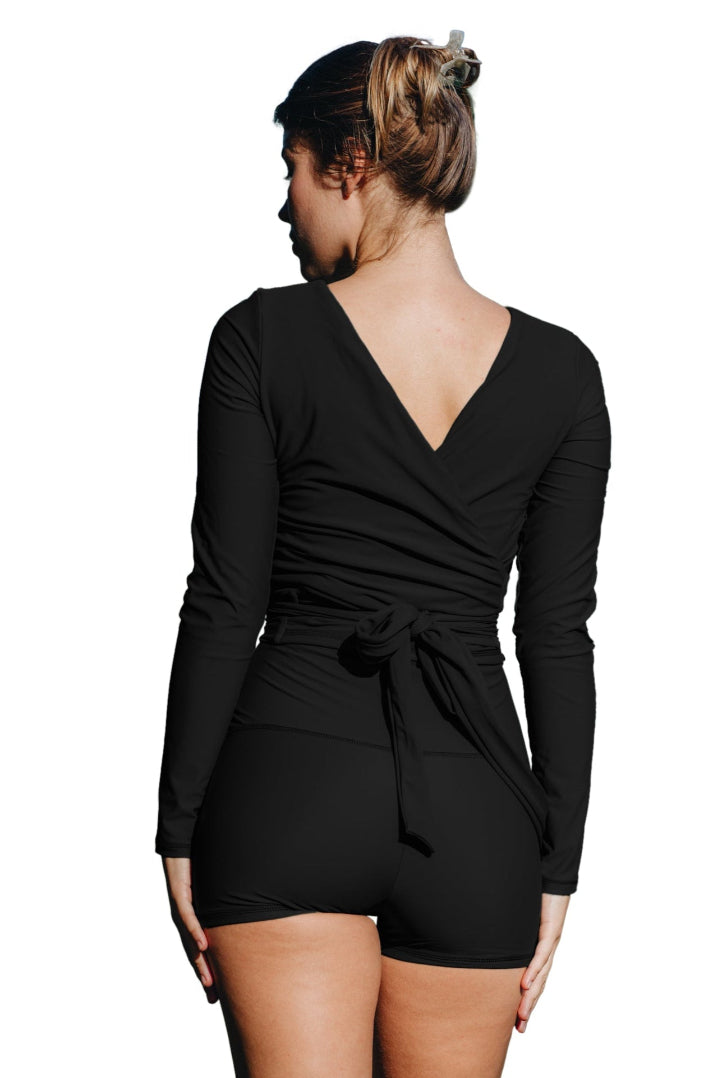 Avery 2 Piece Swim Set – Wrap Long Sleeve Top & Shorts | Plus Size