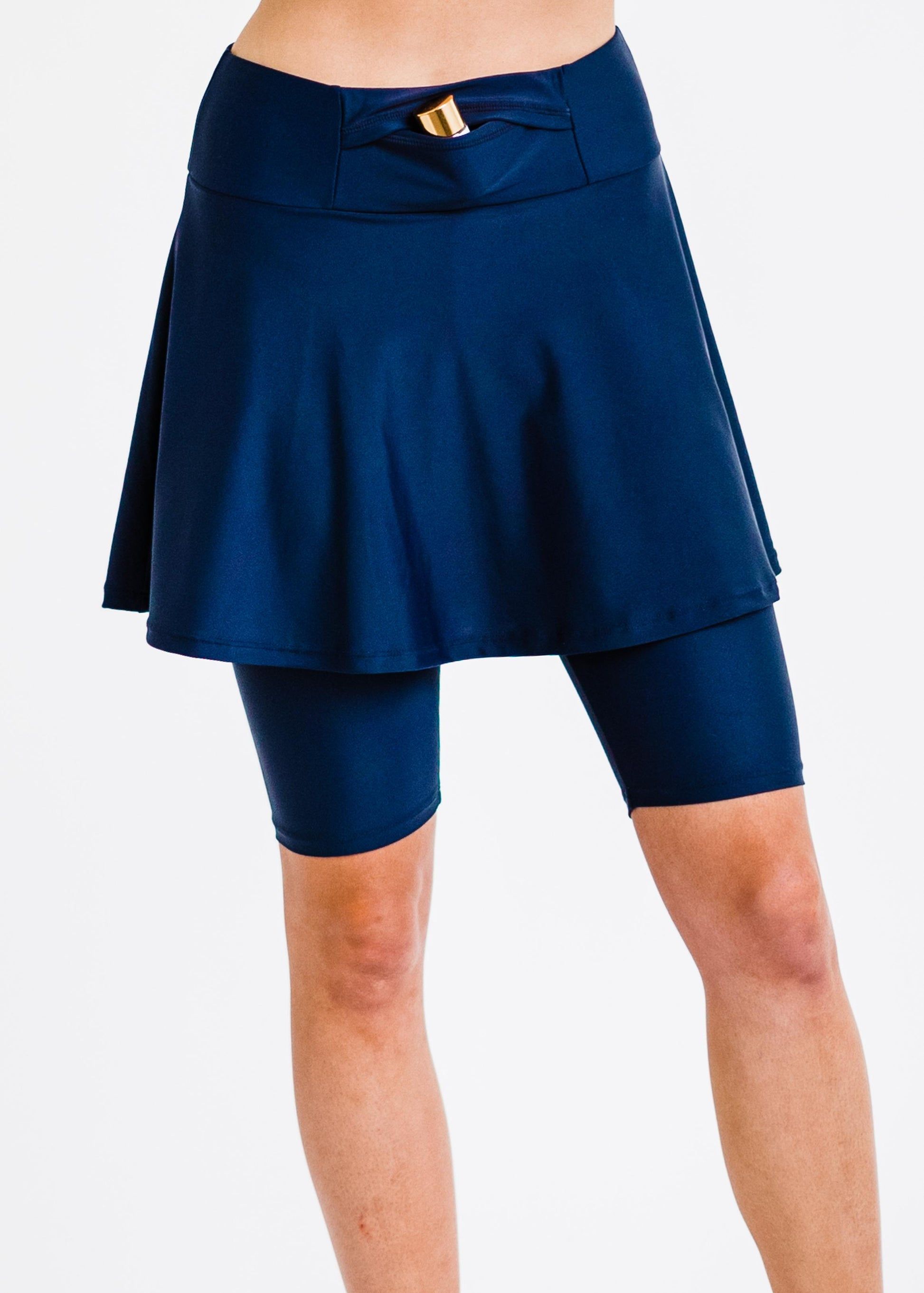 Swim skort with a pocket. Modest plus size skirt and pants. Womens' modest plus size swim skirt. Excellent sun protection UPF +50