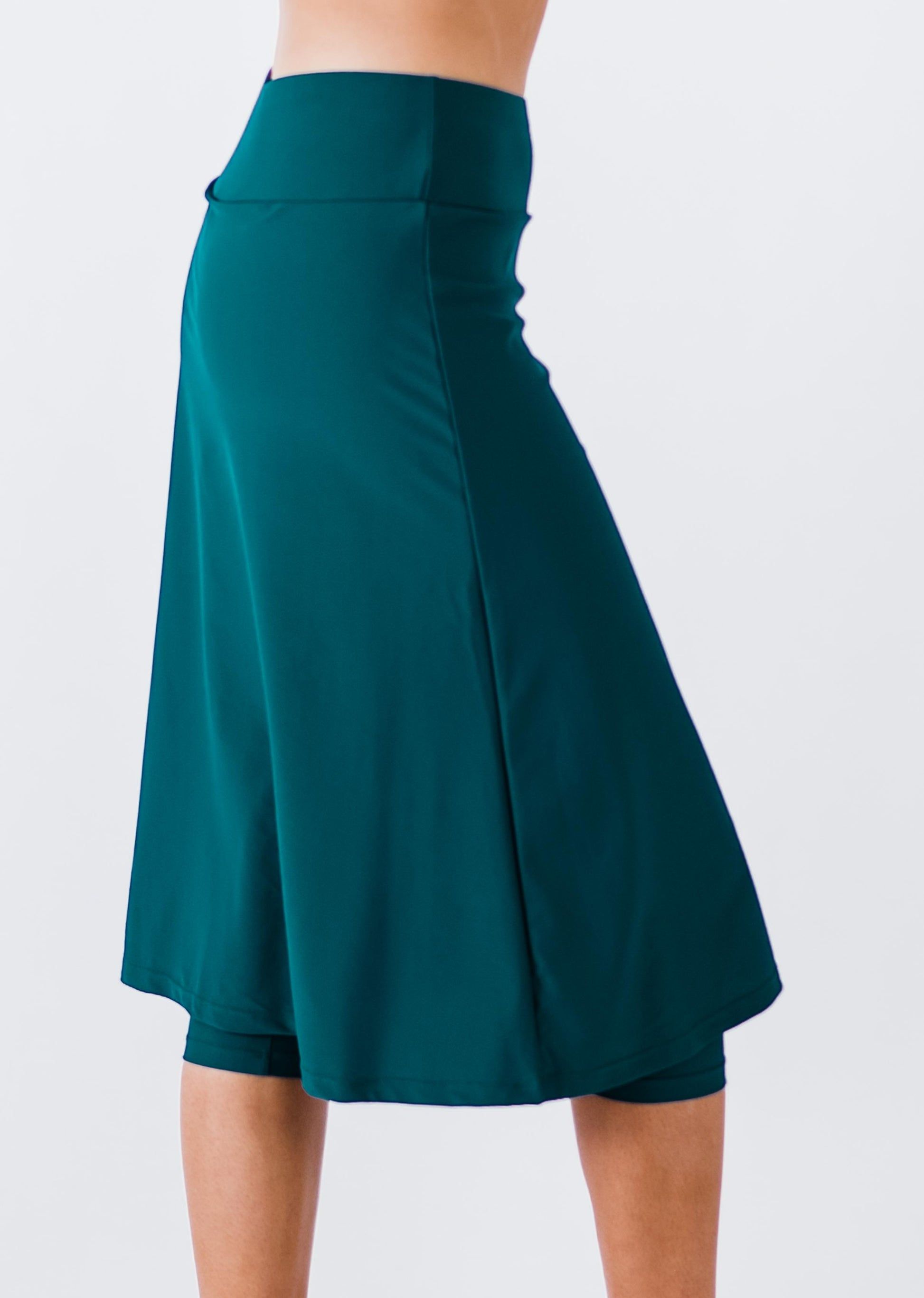 Swim long skort. Modest plus size skirt and pants. Womens' modest plus size swim skirt. Excellent sun protection UPF +50