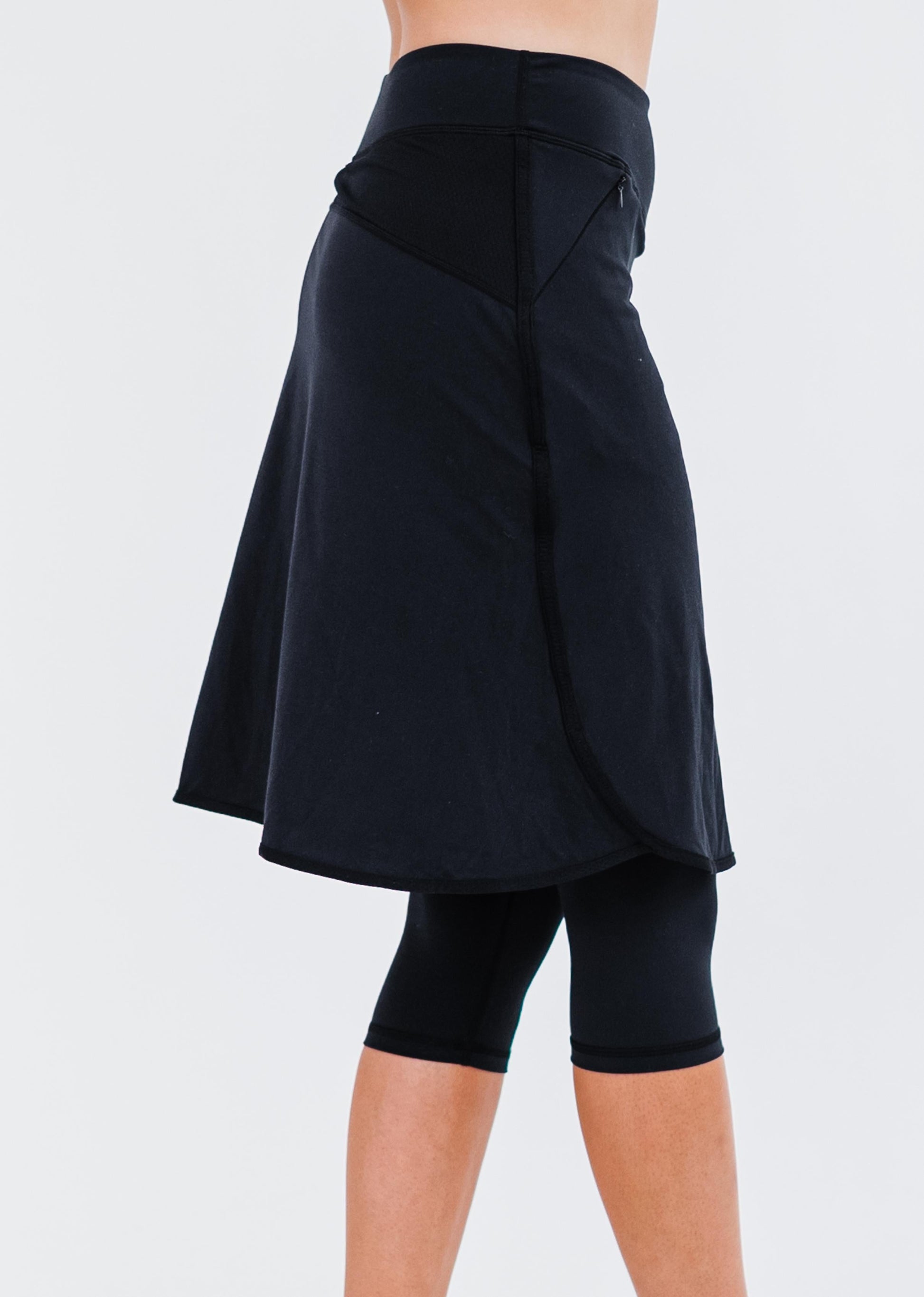 Knee Length Lycra® Sport Skirt with Attached 17" Leggings