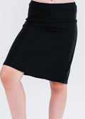 Girls knee length swim skort. Modest skirt and pants. Girl's modest plus size swim skirt. Excellent sun protection UPF +50