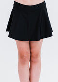 Girls swim short skort. Modest skirt and pants. Girl's modest plus size swim skirt. Excellent sun protection UPF +50