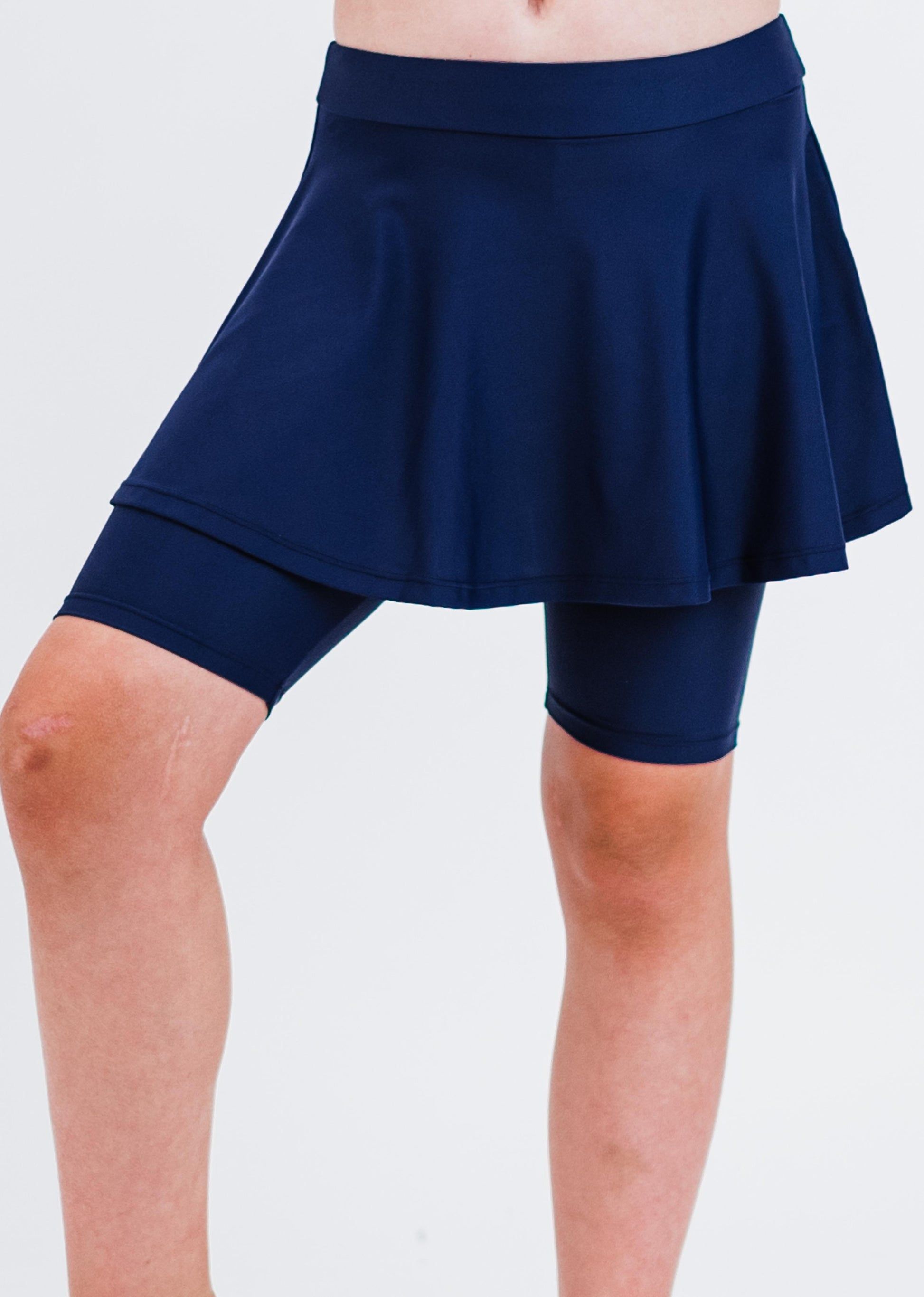 Girls swim skort. Modest skirt and pants. Girl's modest plus size swim skirt. Excellent sun protection UPF +50