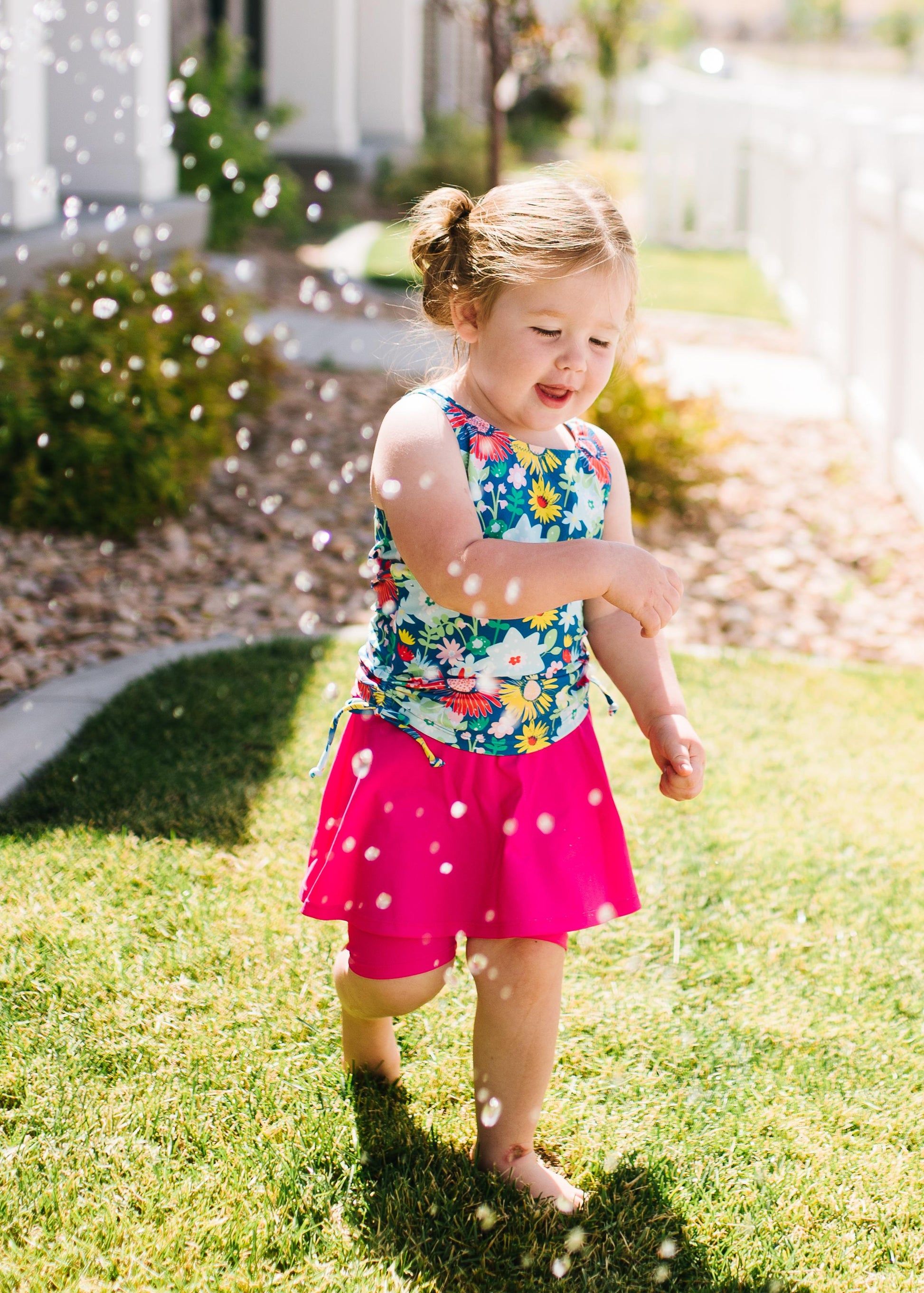 Girls swim skort. Modest skirt and pants. Girl's modest plus size swim skirt. Excellent sun protection UPF +50