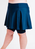 Plus size swim skort. Modest plus size skirt and pants. Womens' modest plus size swim skirt. Excellent sun protection UPF +50