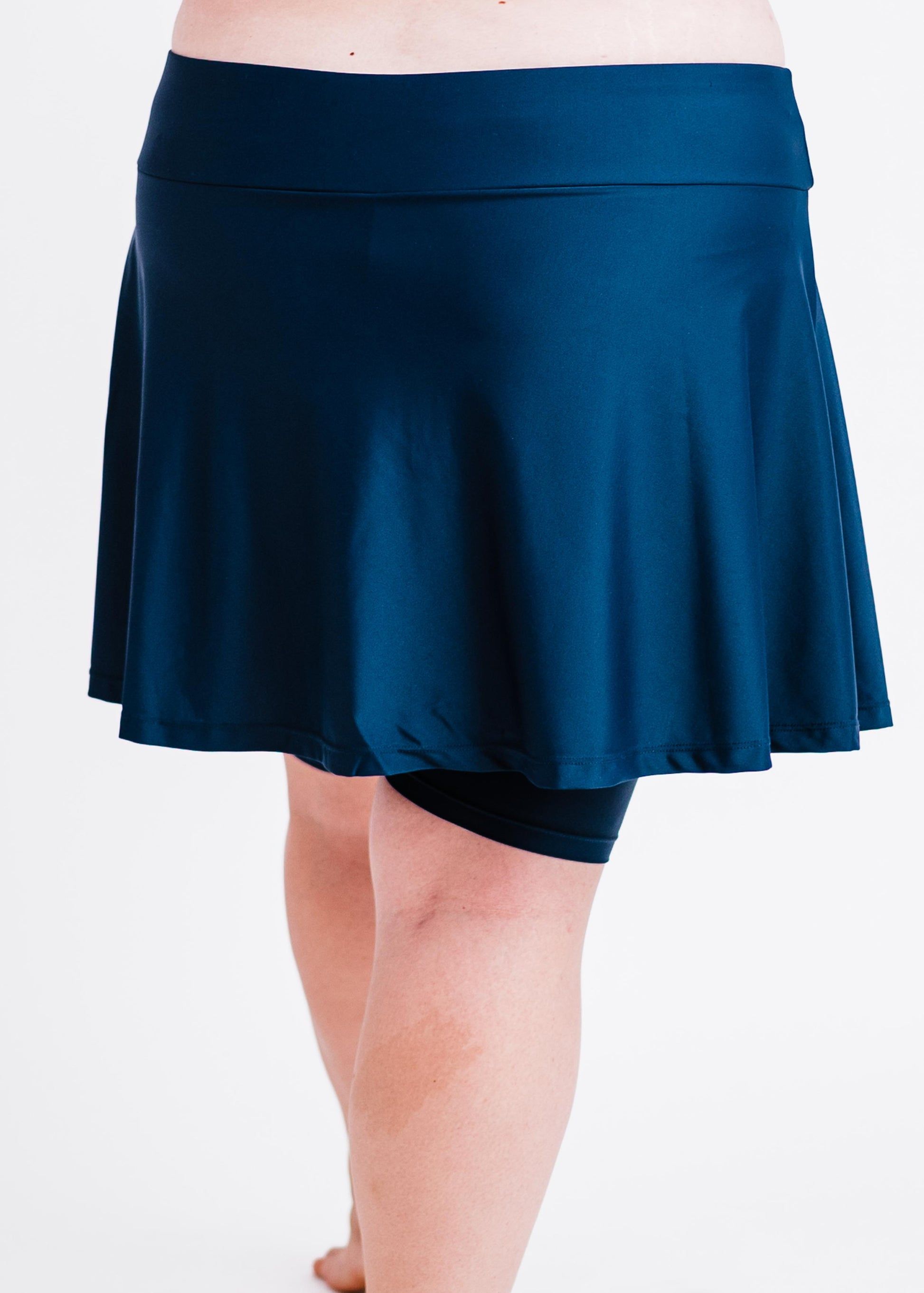 Plus size swim skort. Modest plus size skirt and pants. Womens' modest plus size swim skirt. Excellent sun protection UPF +50