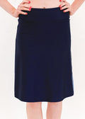 Knee length swim skort. Modest plus size skirt and pants. Womens' modest plus size swim skirt. Excellent sun protection UPF +50