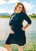 Knee length swim skort. Modest plus size skirt and pants. Womens' modest plus size swim skirt. Excellent sun protection UPF +50