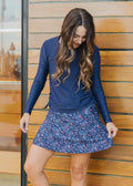 Short swim skort. Modest plus size skirt and pants. Womens' modest plus size swim skirt. Excellent sun protection UPF +50