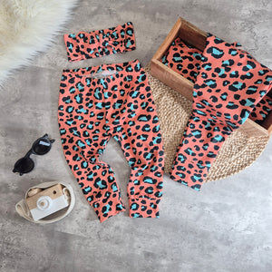 Coral Leopard print leggings for babies and toddlers
