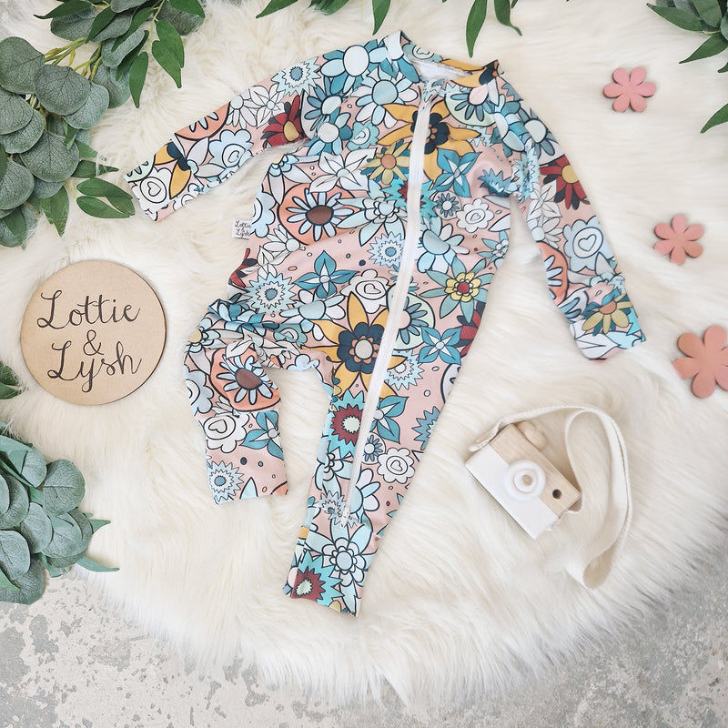 Baby girl zipped sleepsuit made in the UK