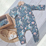 Handmade bunny print babygrow by Lottie & Lysh
