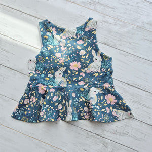 Bunny Love peplum top with soft bunny print