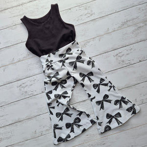 toddler girls bow print flared trousers