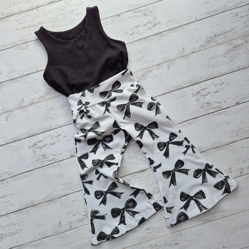 toddler girls bow print flared trousers