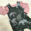 organic baby romper in elephants