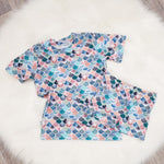 mermaid scales rashvest and swim shorts set