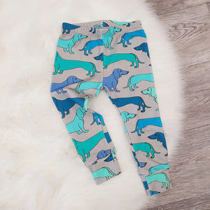 Miniature Dachshund print baby and toddler leggings by Lottie & lysh