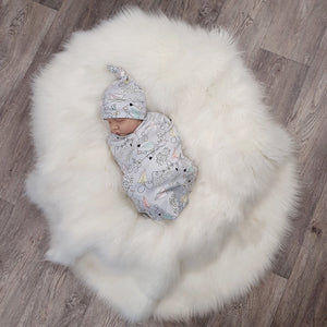 new baby gift set. Swaddle blanket & hat set