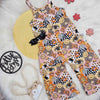 kids 70s style outift by Lottie & lysh. 70s inspired printed jumpsuit with accessories