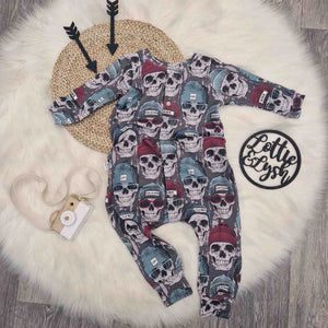 Skull print baby romper by lottie and lysh