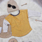 Kids mustard grid long sleeve top