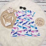 crocodile print kids short sleeve dress