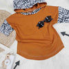 Kids hooded t-shirt with black and white sleeves and hood