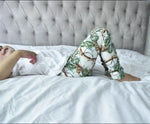 toddler boy wearing jungle jaguar printed child leggings by Lottie & lysh