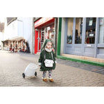handmade girls green coat with bunny ears and pom tail by Lottie & Lysh