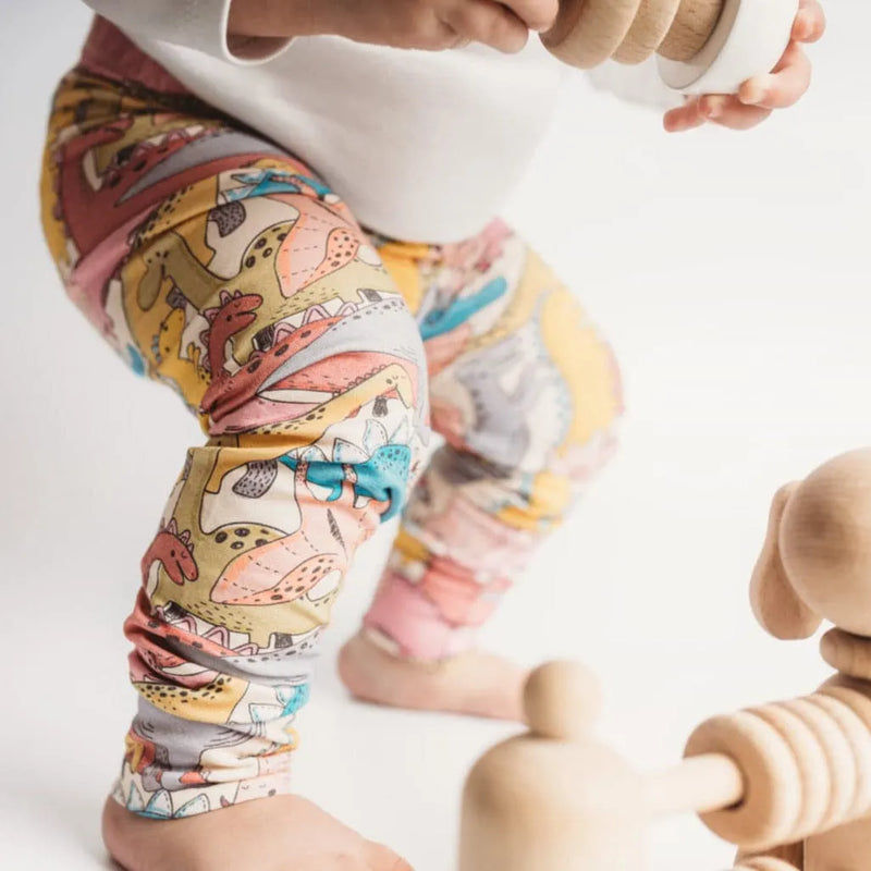 dinosaur printed baby leggings handmade in the uk
