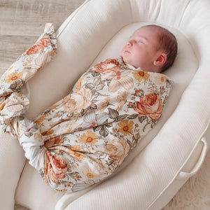 floral baby girls swaddle handmade in the uk