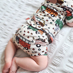 baby boy wearing Lottie & Lysh Wild campers bummies and t-shirt set