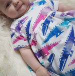 gathered waist crocodile print baby girl dress
