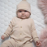 beige rib babygro by Lottie & Lysh