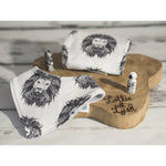organic monochrome aztec lion bandana bib and lion noir baby leggings flay lay by lottie & lysh