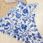 handmade girls clothing. Floral peplum and cycling shorts set