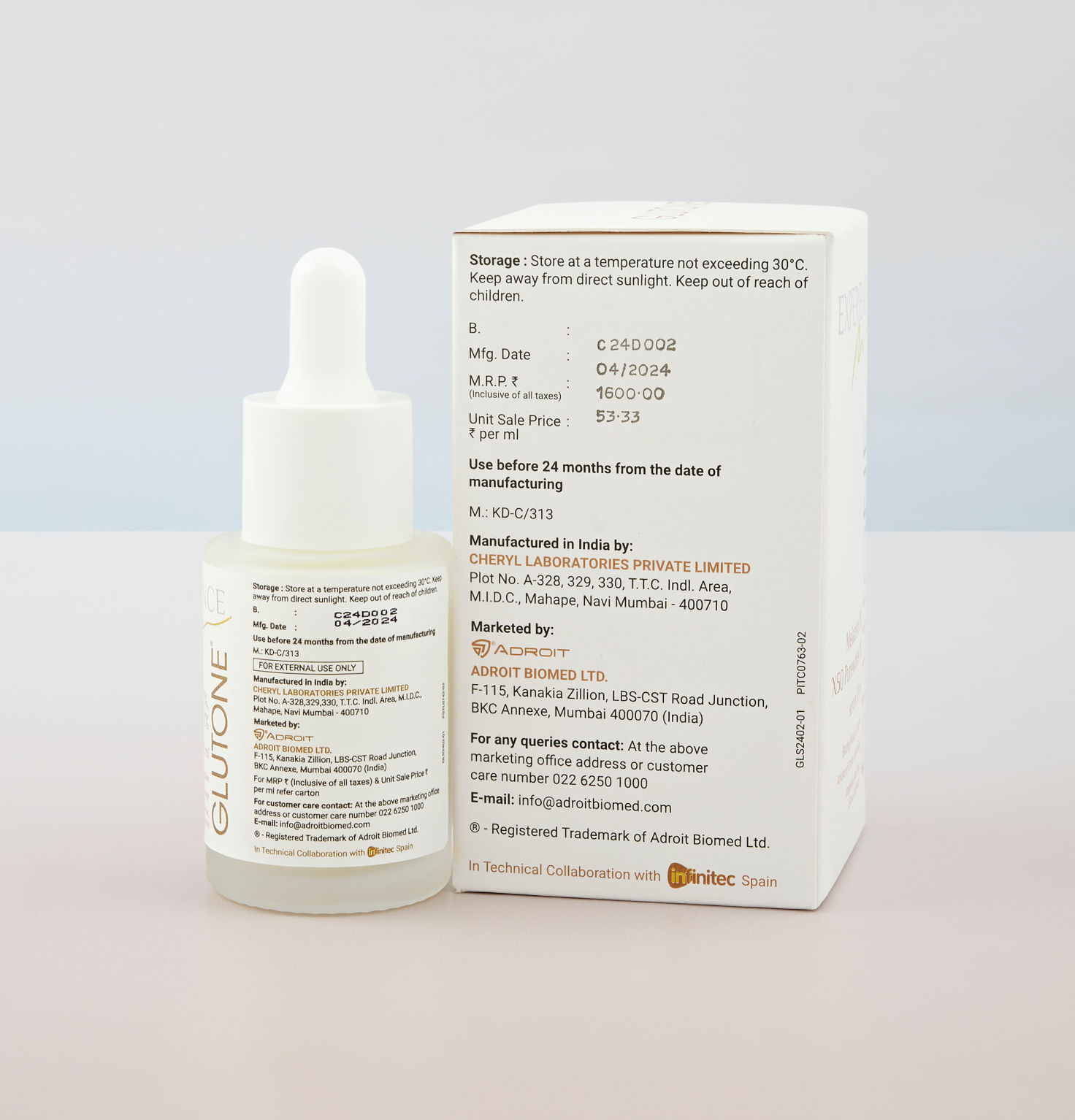 Glutone skin brightening serum details 